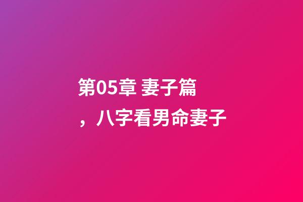 第05章 妻子篇，八字看男命妻子